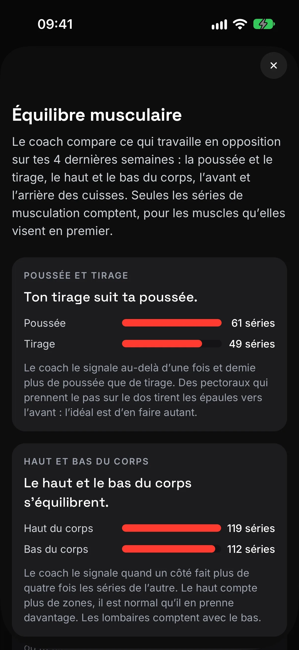 L'équilibre musculaire calculé par le coach