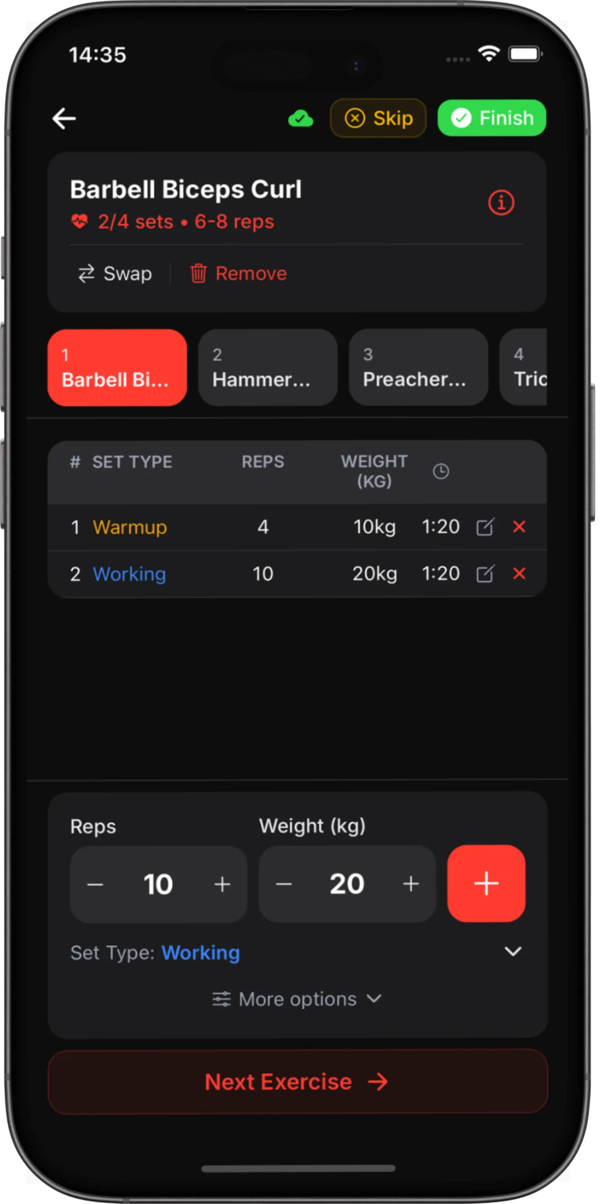 BenchRep workout tracking
