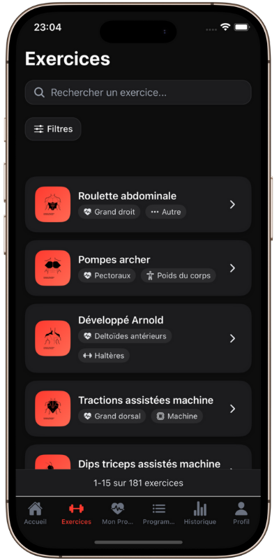 BenchRep - Catalogue d'exercices